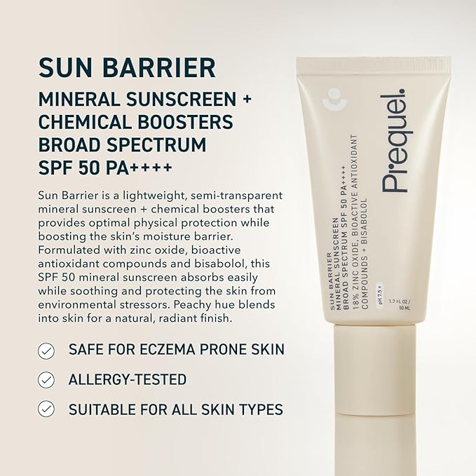 Skin Sun Barrier Mineral Sunscreen SPF 50. PA++++ Broad Spectrum Zinc Oxide Sunblock with Semi-Transparent Lightweight Texture. Moisturizing UV Defense for Face. Travel Size, 1.7oz-GlimoraGlow