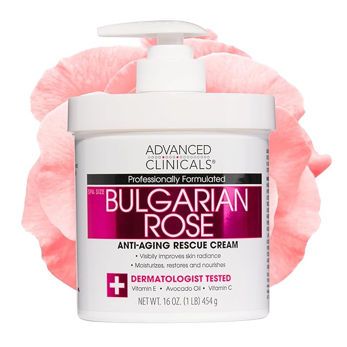 Advanced Clinicals Bulgarian Rose Lotion For Women | Rose Scented Vitamin C Body Lotion Cream | Visible Anti Aging Vitamin E Moisturizer Body Butter Improves Look Of Sagging Dry Skin & Texture, 16 Oz-GlimoraGlow
