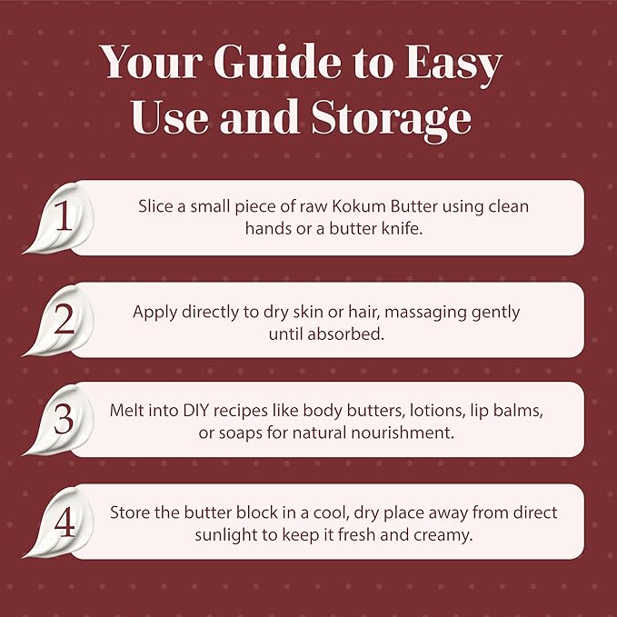 era of nature Kokum Butter Raw - 8 oz (1/2lb) – Natural Butter for Body Butters, Lotion Bars, Lip Balm, Soap Making – Blends Well with Shea or Cocoa Butter – For Stretch Marks, Scars, Pregnancy Care-GlimoraGlow