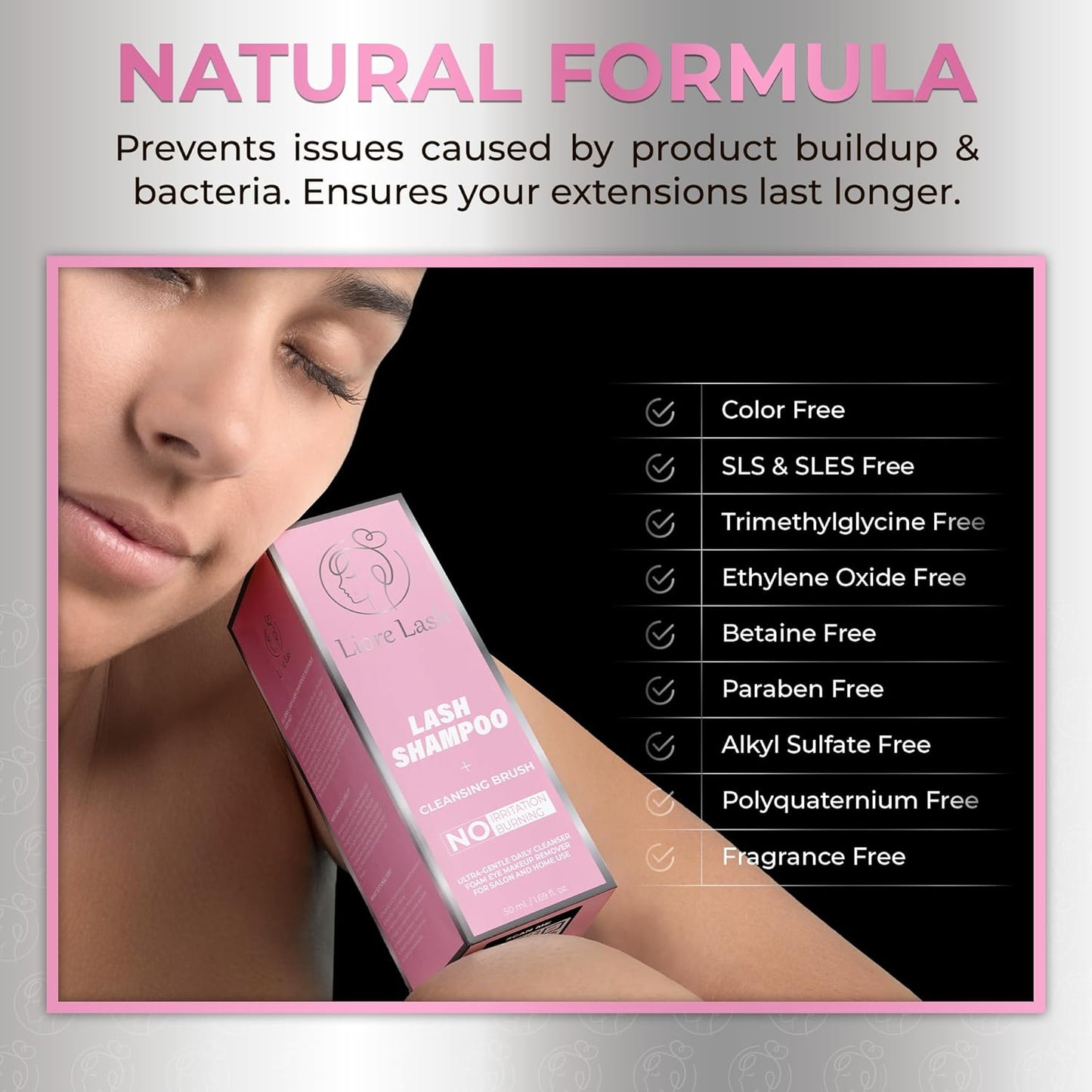 Eyelash Extension Shampoo/ Gentle Foam Cleanser for Lash Extensions & Natural Lashes (Shampoo + Lash Brush)-GlimoraGlow