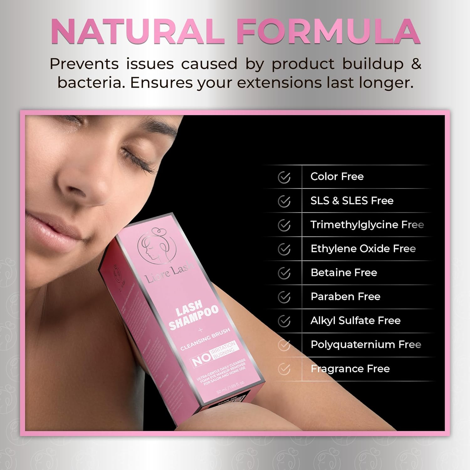 Eyelash Extension Shampoo/ Gentle Foam Cleanser for Lash Extensions & Natural Lashes (Shampoo + Lash Brush)-GlimoraGlow