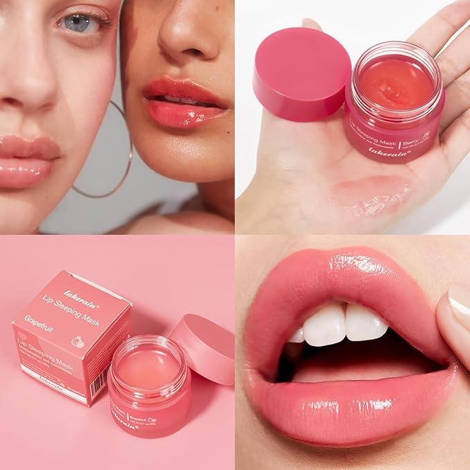 Hydrating Lip Sleeping Mask - Day and Night Repair Lip Balm for Chapped Dry Lips - Reduce Lip Lines, Enhance Lip Color, Hydrate & Plump Lips Care Lip Mask (Berry)-GlimoraGlow
