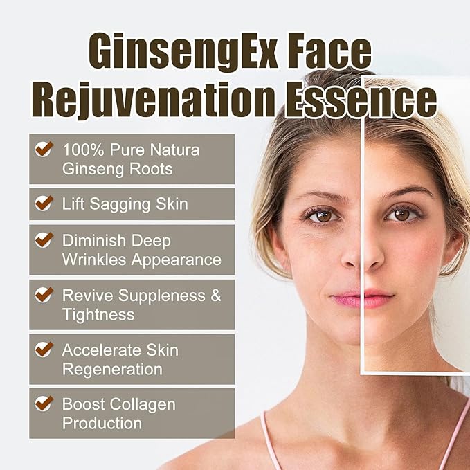 Ginseng Extract Liquid, Ginseng Extract Anti-Wrinkle Original Serum Oil, Korean Red Ginseng Essence for Anti Aging, Moisturizer, Fighting Collagen Loss, Reduces Wrinkles, Improves Sagging (2)-GlimoraGlow