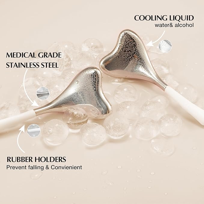 2-in-1 Gua Sha Cryo Sticks, Facial Skin Care Tools for Women Face and Eyes Massage, Unbreakable Stainless Steel Esthetician Supplies, Cooling Spa Ice Globes Roller with Carry Case-GlimoraGlow