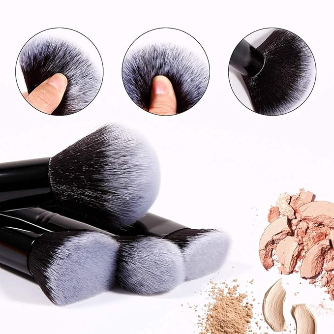 DUcare Makeup Brushes 15Pcs Premium Synthetic Kabuki Makeup Brush Set, Professional Foundation Concealers Powder Blush Blending Face Eye Shadows Black Brush Sets-GlimoraGlow