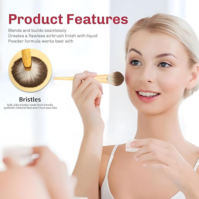 8pcs Gold Makeup Brush Set for All Skill Levels Easy Clean Soft Lint Free Brushes Travel Friendly Kit Foundation Powder Eyeshadow Blush Contour-GlimoraGlow