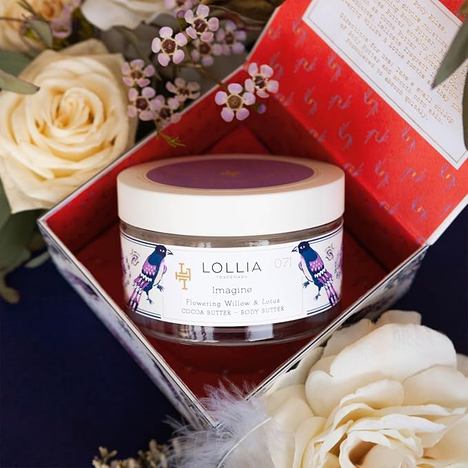 LOLLIA Imagine Body Butter, 5.5 oz. - Flowering Willow & Lotus Fragrance - Shea Butter & Cocoa Butter, Body Lotion for Women, Hydrating & Smooth Body Moisturizer-GlimoraGlow