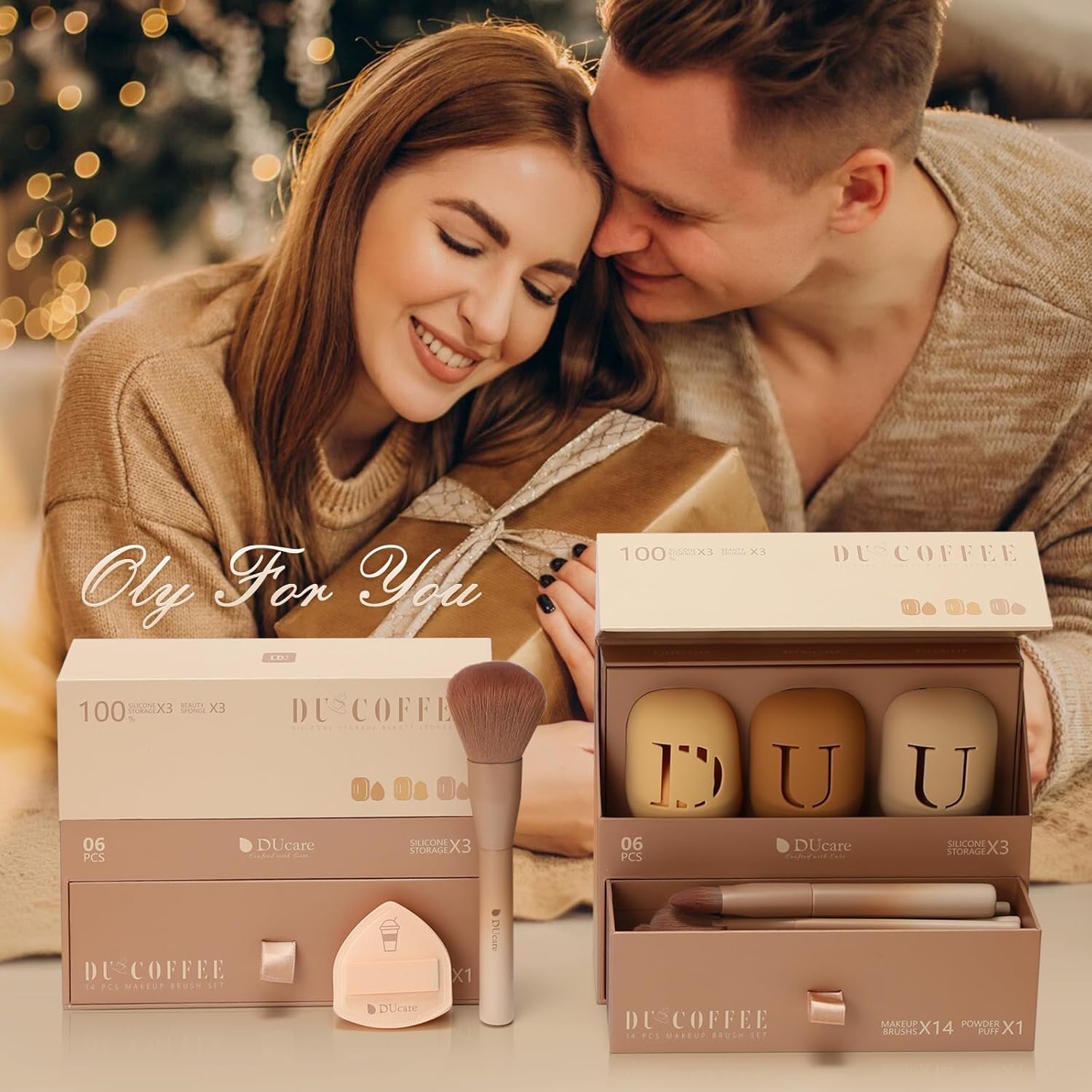 DUcare Makeup Brushes Set 14Pcs Coffee Series Makeup Brush set with Makeup Sponges Gifts Foundation Blending Face Powder Blush Eye Shadows Brushes-GlimoraGlow