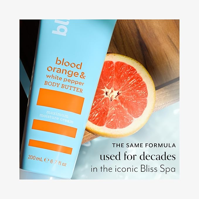Bliss Body Butter - Blood Orange and White Pepper - Maximum Moisture Cream - 6.7 Fl Oz - Body Lotion for Dry Skin - Long-Lasting Moisturizer for Women & Men - Vegan and Cruelty-Free-GlimoraGlow