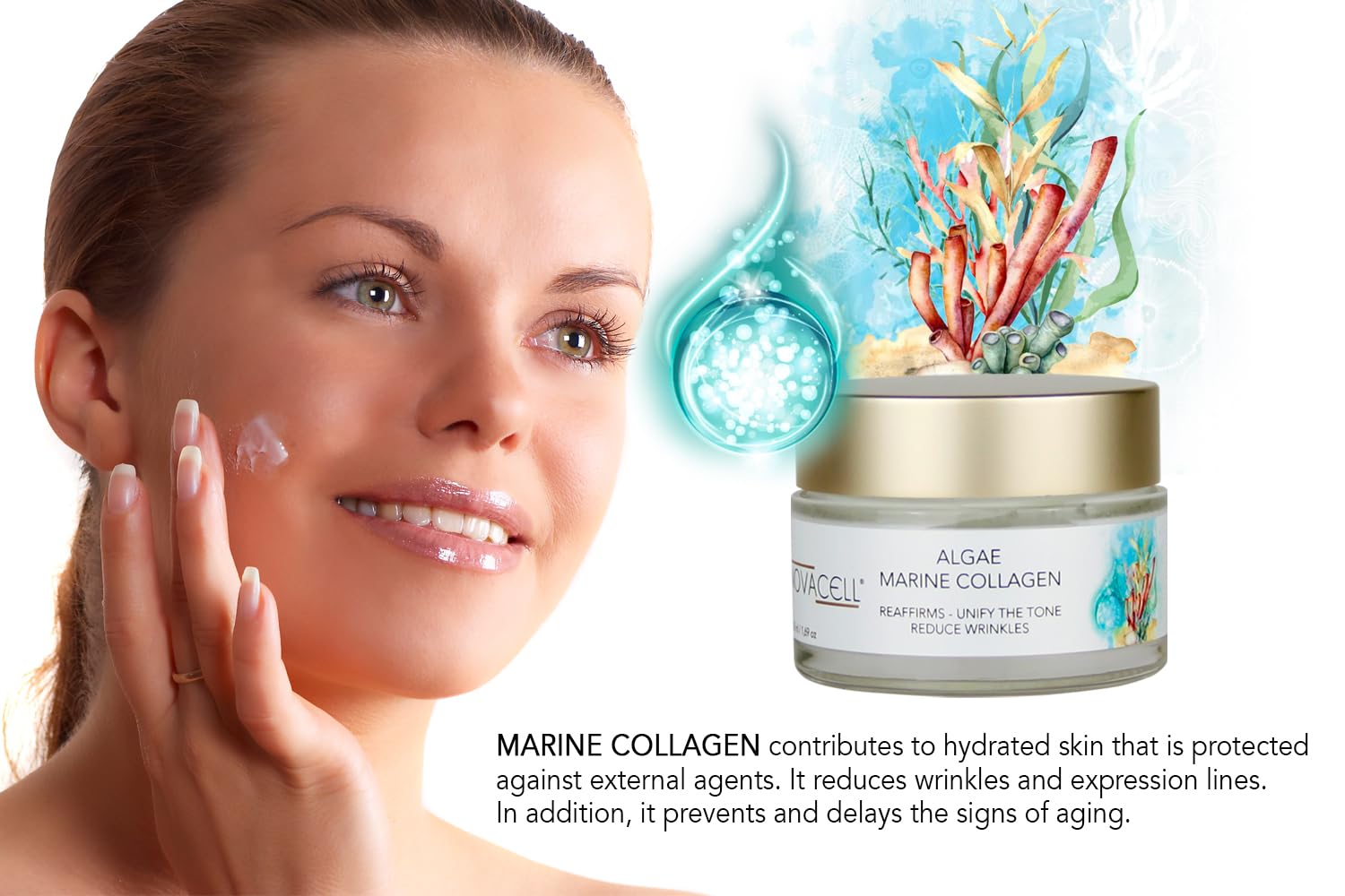 Algae Face Mositurizer Cream with Marine Collagen - Improves Firmness and Hydrates the Skin, Deep Moisture & Unifies the Skin Tone - 50 ml-GlimoraGlow