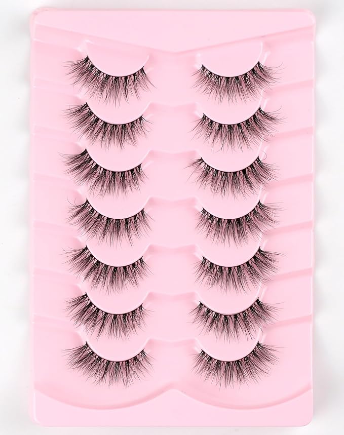 Eyelashes Natural Look Strip Lashes Wispy Natural Mink Lashes Volume Lash Fluffy Fake Eyelashes C Curl False Lashes Thick Eyelashes 7 Pairs-GlimoraGlow