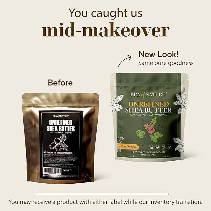 era of nature Organic Unrefined Raw African Ivory White Shea Butter 16oz - Moisturizing Raw Shea Butter Bar for Skin & Hair, DIY Lip Balm Base, Cream, Soap & Lotion Making Supplies Kit, Skincare-GlimoraGlow