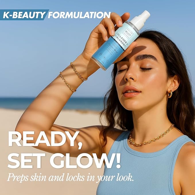 Hyaluronic Acid & Collagen Face Mist - Dermatologist Tested, Moisturizes & Tones Skin, Anti-Aging, Natural Ingredients, Cruelty-Free Korean Skin Care - All Skin Types - 4 OZ (2 Pack)-GlimoraGlow
