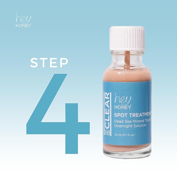 Hey Honey Skincare Be Clear - Acne Spot Treatment Overnight, Pimple Drying Lotion, Use Over Zits Whitehead & Blemishes 1 OZ-GlimoraGlow