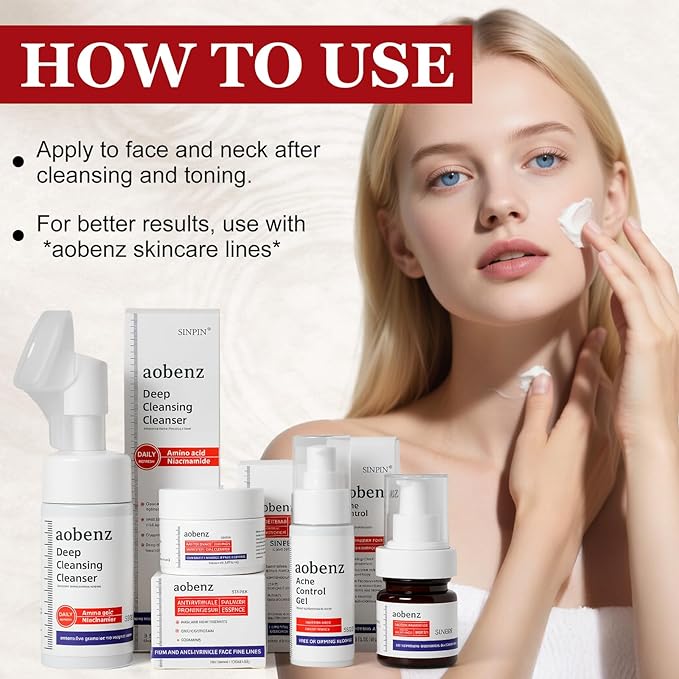 SINPIN aobenz Anti Aging Moisturizer Face Cream for Women & Men - Night Cream for Face & Neck | All Skin Types | Niacinamide + Hyaluronic Acid | Firming, Tightening, Anti Wrinkle, 1.76FL (1PCS)-GlimoraGlow