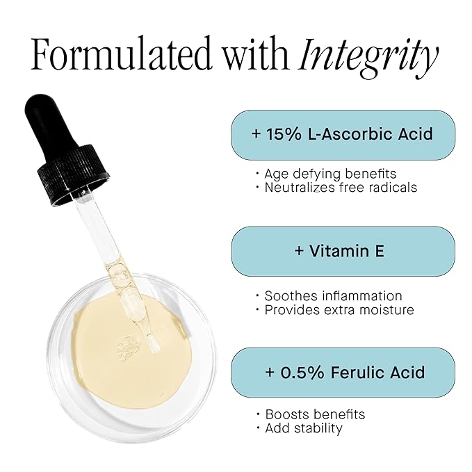 Brandefy Vitamin C Face Serum 15% L. Ascorbic Acid, Ferulic Acid .5% + Vitamin E for Self Care and Beauty, Face Dark Spot Corrector and Anti Aging 1oz, Made In The USA-GlimoraGlow