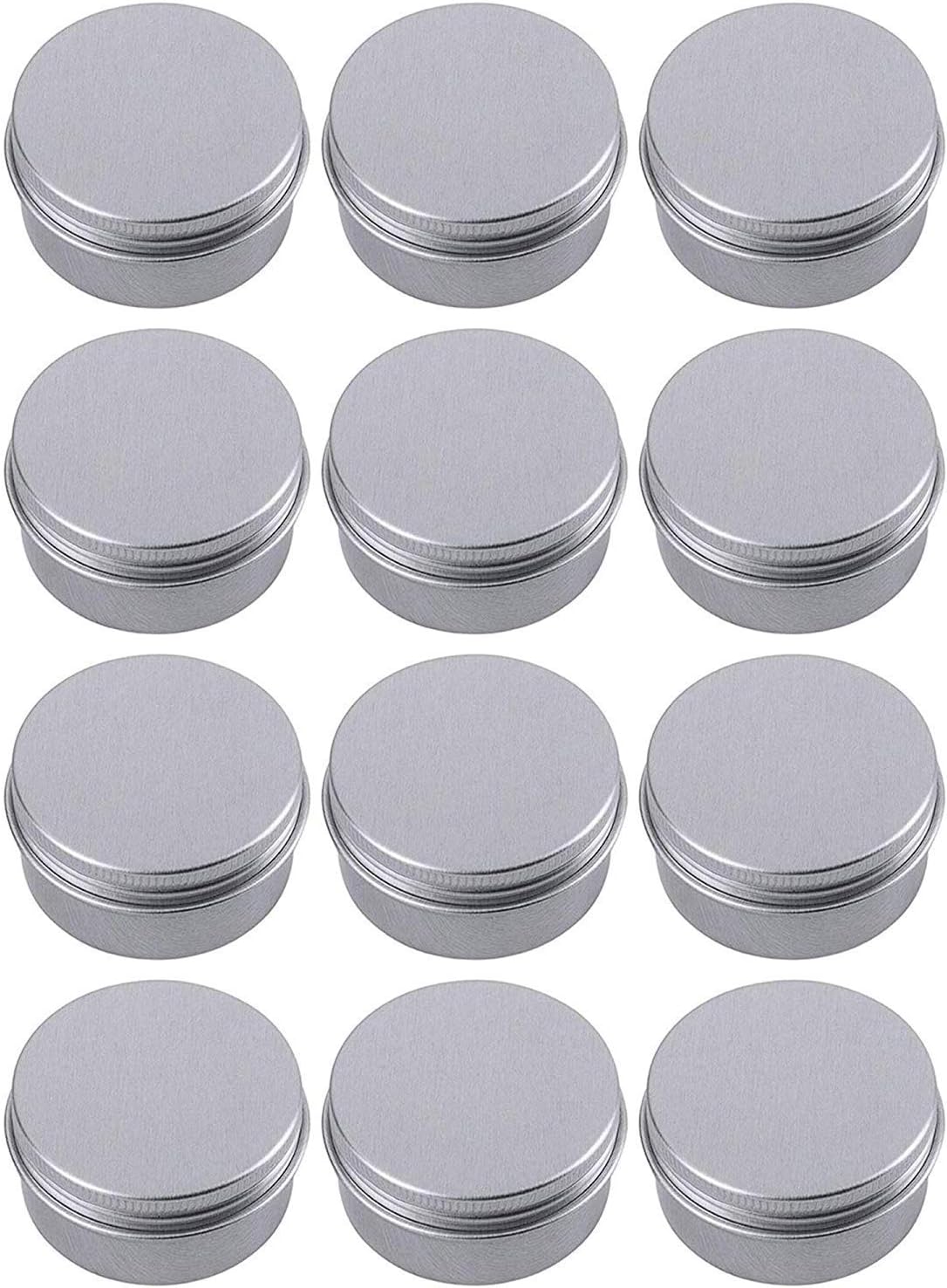 0.5 Ounce Aluminum Tin Jar Refillable Containers 15 ml Aluminum Screw Lid Round Tin Container Bottle for Cosmetic,Lip Balm, Cream, 12 Pack.-GlimoraGlow