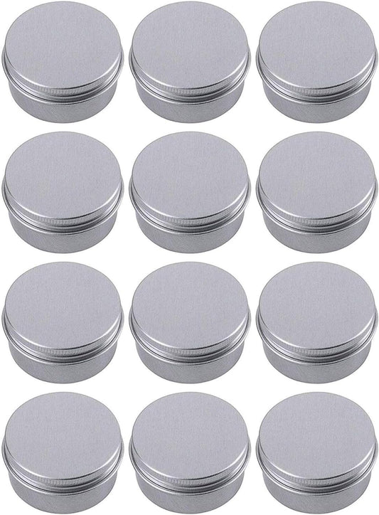 0.5 Ounce Aluminum Tin Jar Refillable Containers 15 ml Aluminum Screw Lid Round Tin Container Bottle for Cosmetic,Lip Balm, Cream, 12 Pack.-GlimoraGlow