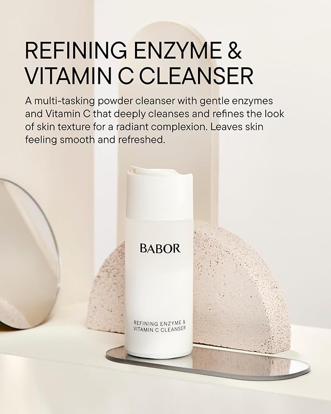 BABOR Refining Enzyme & Vitamin C Cleanser, Enzyme Powder Cleanser, Exfoliating Face Wash Polish, Gentle Facial Scrub to Brighten and Even Complexion-GlimoraGlow