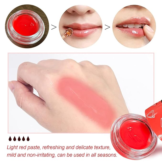 1 PCS Bee Lip Balm Honey Pot, Moisturizing Watermelon Sleeping Lip Balm Lip Mask Overnight, Hydrate Lip Repair Prevent Dry and Cracked Lip Care, Nourishes the Lip Skin, Reduces Lip Lines-GlimoraGlow