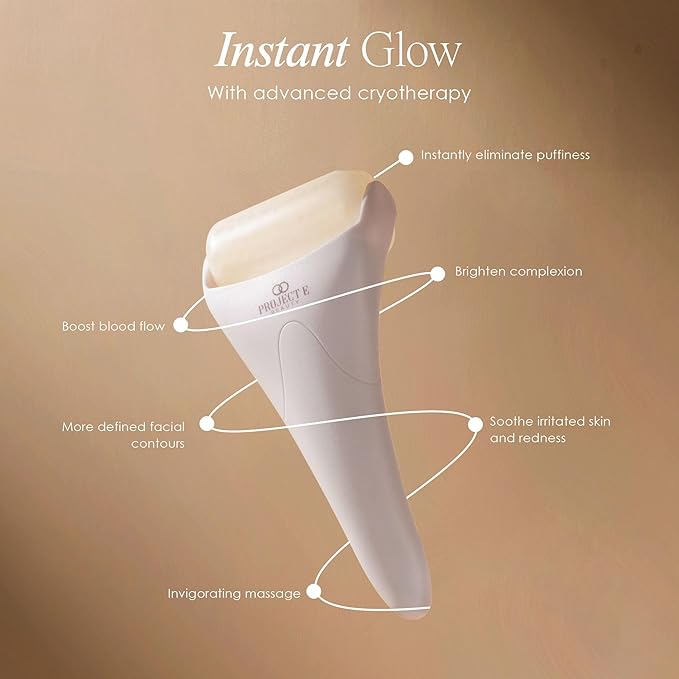 The Ice Roller by Project E Beauty | Cryotherapy Treatment | Facial Massage | Reduce Under Eye Puffiness, Dark Circles | Muscle Soreness Pain Relief Redness-GlimoraGlow