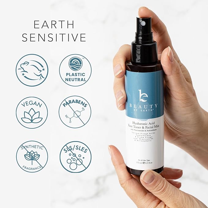 Hyaluronic Acid Toner for Face - USA Made with Natural & Organic Ingredients, Hydrating Toner with Niacinamide, Softens and Smoothes Dry & Sensitive Skin, Fragrance-Free Skin Care Spray-GlimoraGlow