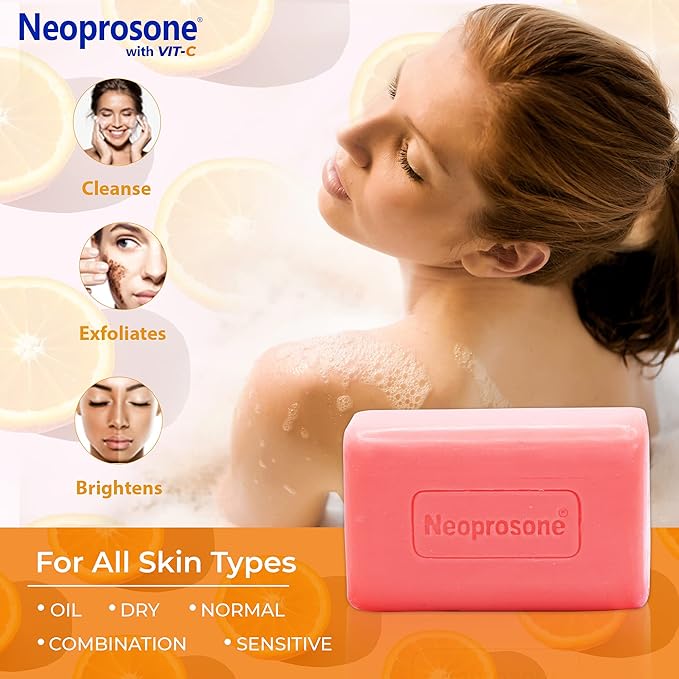 Neoprosone, Skin Brightening Soap | 7oz / 200g | Exfoliating, Cleansing Bar, Helps to Reduce Spots on: Knees, Elbows, Face, Private Areas | For Women and Men, with Vitamin C and Castor Oil-GlimoraGlow