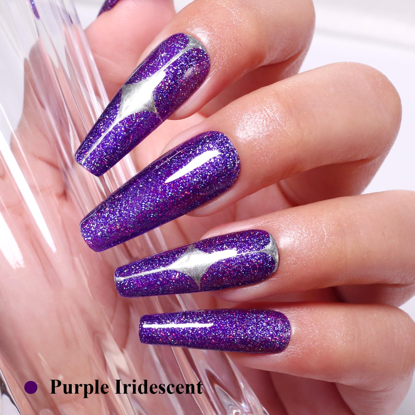 Imtiti Glitter Gel Nail Polish, Purple Iridescent Glitter Nail Gel Polish Diamond Shimmer Sparkle Soak Off UV LED Spring Summer Manicure 10ML-GlimoraGlow