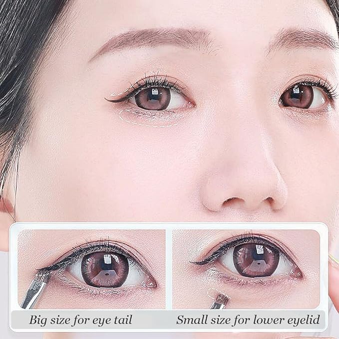 Mini Smudge Brush for Eyeliner,2 PCS Small Smudge Brush for Precision Eyeshadow and Eyeliner,Eyeliner Brush for Powder Gel Cream Liquid Concealer,Eye Makeup Brush Set-GlimoraGlow