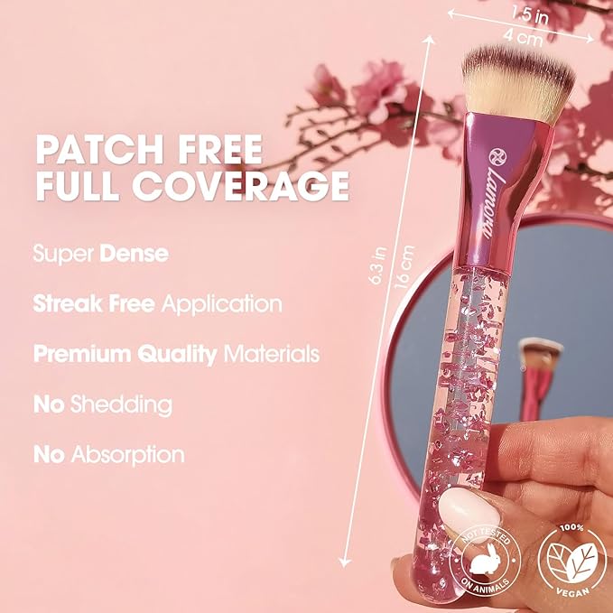 Blending Liquid Makeup Foundation Brush - Kabuki Contour Brush, Face Buffing Brush With Pro Quality Synthetic Dense Bristles For Stippling Mineral Cream, Powder, Blush-GlimoraGlow