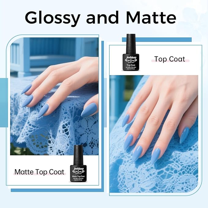 JEWHITENY Poly Nail Gel Kit 14 Colors Purple Nude Grey Black Blue Glitter Tones Starter Kit with UV Lamp Matte & Glossy Top & Base Coat All-in-One Designs DIY At Home-GlimoraGlow