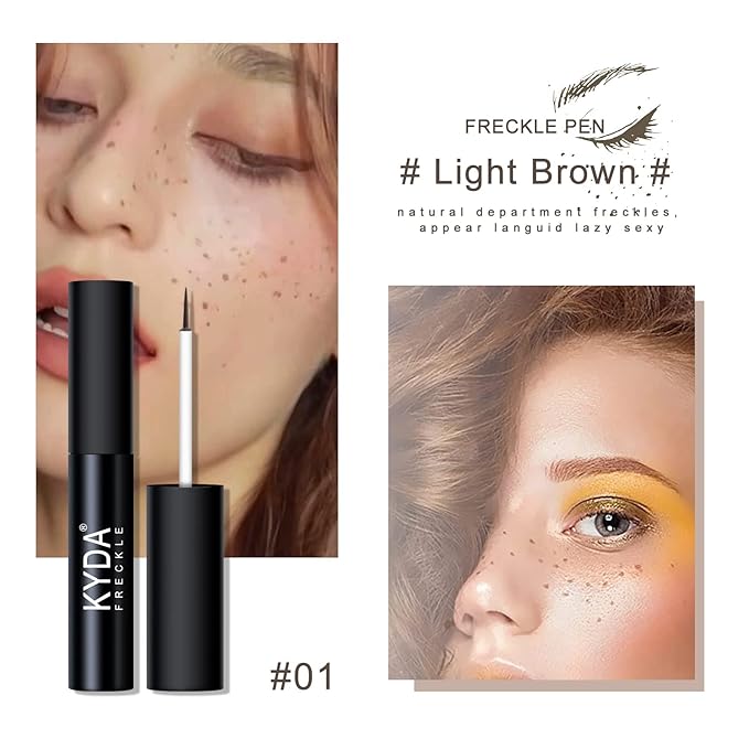 2 Colors Liquid Freckle Pen, Natural Like Freckle Makeup Pen Soft Dot Spot, Waterproof and Smudgeproof Quick Dry for Instant Create Realistic Freckles Make Up(Dark Brown+Light Brown)-GlimoraGlow