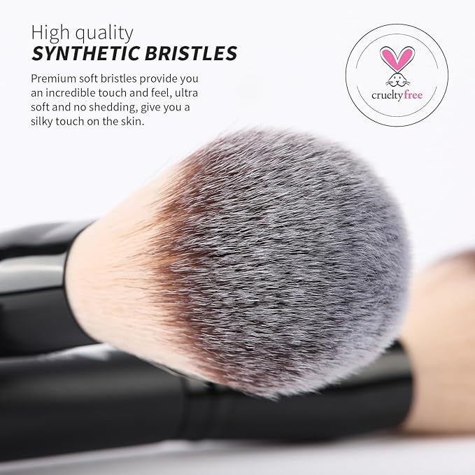 DUcare Powder Brush Foundation Brushes Double Ended Blush Setting Brush for Rounded Taperd Liquid, Cream, Powder,Blending, Buffing-GlimoraGlow