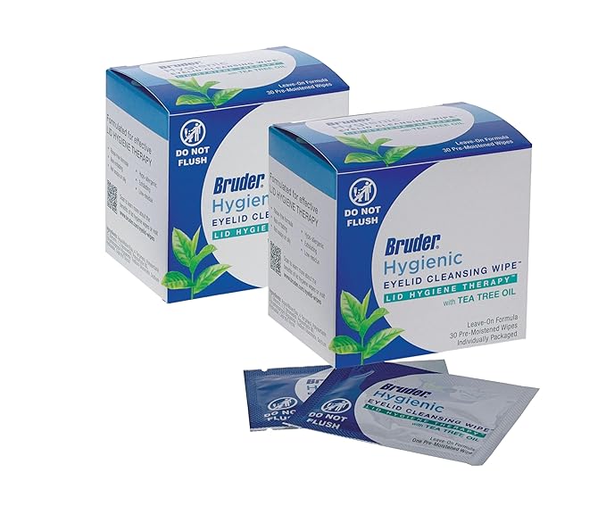 Hygienic Eyelid Cleansing Wipes with Tea Tree Oil l Relief from Demodex l Pre-Moistened, Rinse-Free Exfoliating Wipes Remove Excess Oil and Debris from Eyelids & Lashes l 30 Count Box (2 Pack)-GlimoraGlow