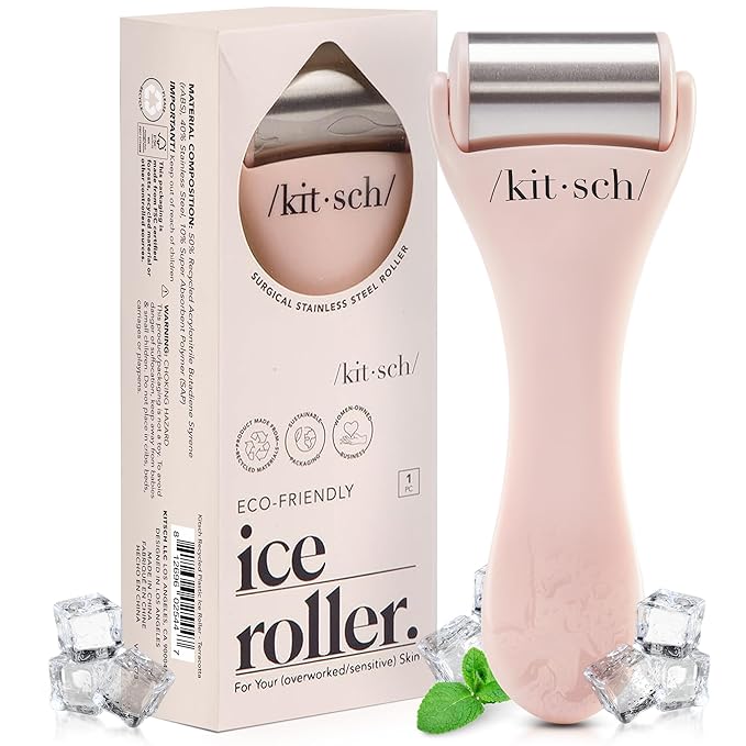 Kitsch Ice Roller for Face – Stainless Steel Face Ice Roller to Reduce Puffiness, Redness & Headaches – Cooling Facial Roller for Skin Care, Irritation Relief & Spa-Like Experience at Home - Pink-GlimoraGlow