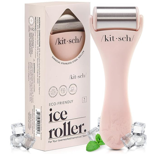 Kitsch Ice Roller for Face – Stainless Steel Face Ice Roller to Reduce Puffiness, Redness & Headaches – Cooling Facial Roller for Skin Care, Irritation Relief & Spa-Like Experience at Home - Pink-GlimoraGlow