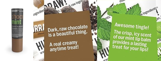 Hurraw! Chocolate & Mint Lip Balm, 3 Pack: Plastic-Free with new cardboard push-up tube. Certified Organic, All Natural Origin, Vegan & Cruelty Free. Gluten, Bee, Shea, Soy & Palm Free. Made in USA-GlimoraGlow