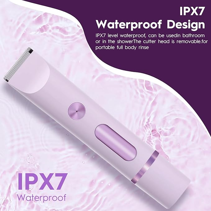 2025 Upgraded Dermave Bikini Shaver - 2 in 1 Bikini Trimmer for Women with LCD Display, Dual Head Cordless Electric Shaver, IPX7 Waterproof Wet/Dry Body Hair Trimmer for Face,Purple-GlimoraGlow