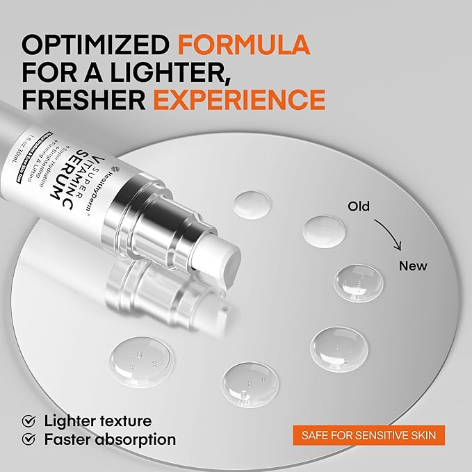 Super Vitamin C Serum for Women Over 70: Niacinamide, Vitamin C, Hyaluronic Acid, Peptides, Vitamin E, Caffeine, Bakuchiol, Hydrating, Lifting, Face Wrinkle & Age Spots Reduction-GlimoraGlow