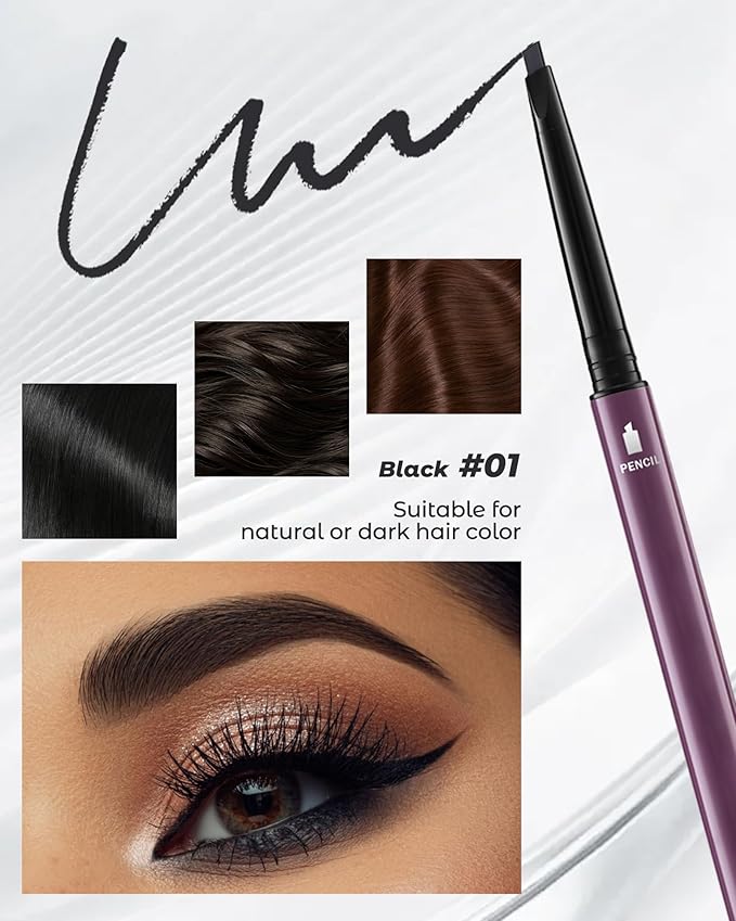 12Pcs Microblading Eyebrow Pencils Black Waterproof Eye Brow Pencil w/Eye Brow Razor & Scissors Kit 0.5mm Ultra-Fine Tip Creates Hair-Like Strokes for Women Effortless Natural Brows-GlimoraGlow