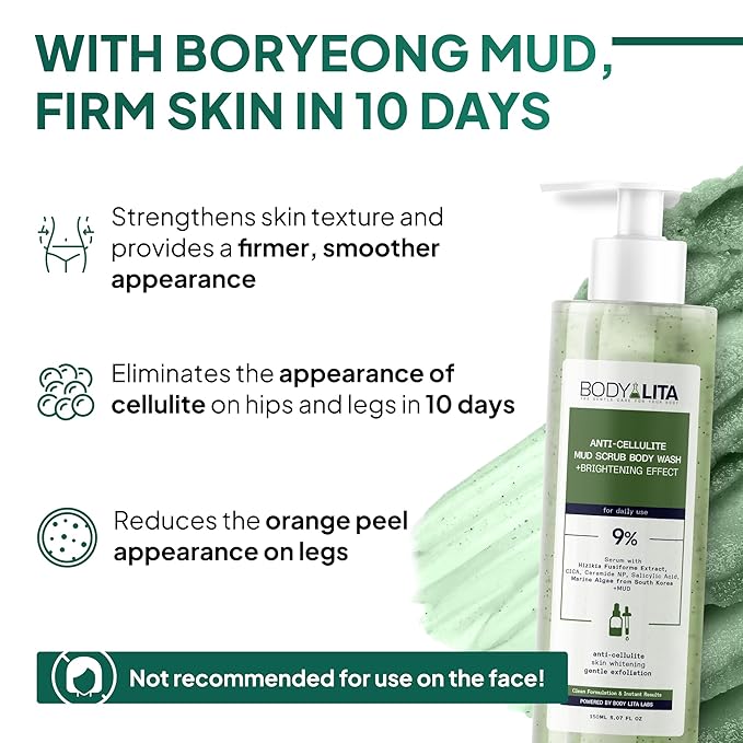 Anti Cellulite Mud Scrub Body Wash, Reduces Cellulite, Gentle Exfoliating, Improves Skin Texture, Provides a Smoother Look, 5.07 Fl Oz (3)-GlimoraGlow