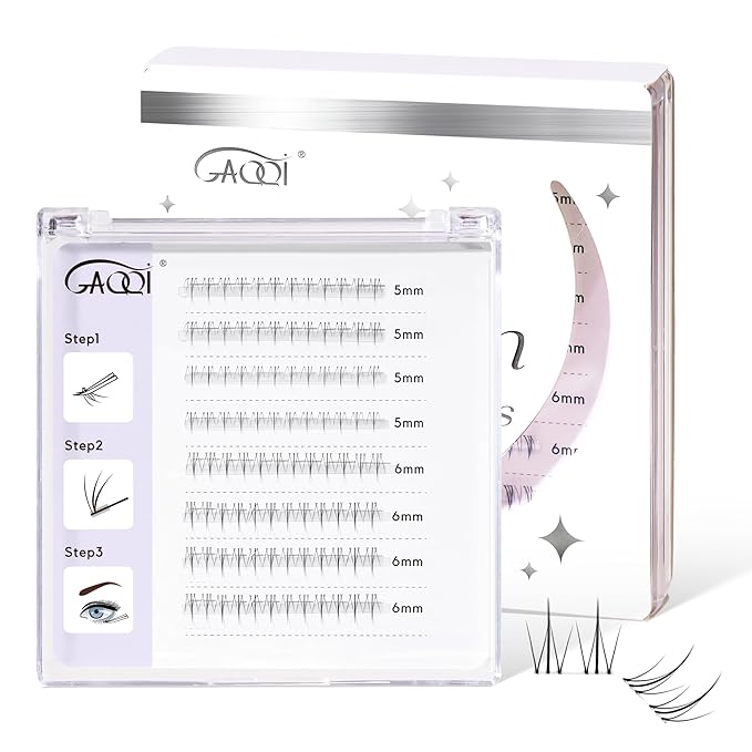 GAQQI Bottom Lash Clusters Natural Bottom Lashes Clear Band, DIY Lash Extensions Lower Lashes, Soft & Comfortable Thin Band Bottom Eyelashes Wispy Daily Style 5mm+6mm 48pcs(B10)-GlimoraGlow