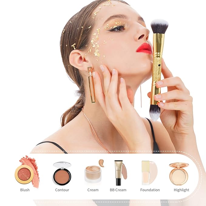 DUcare Makeup Brushes Duo End Foundation Powder Buffer and Contour Brush Synthetic Cosmetic Tools 2Pcs-GlimoraGlow