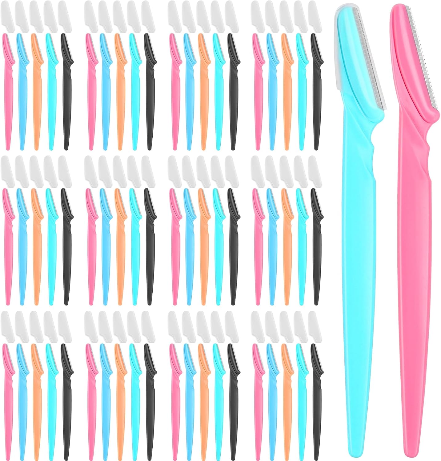 100 Pcs Eyebrow and Face Razors for Women and Men, Multi-Color Facial Shavers with Protective Covers, Safe for Beginners-GlimoraGlow