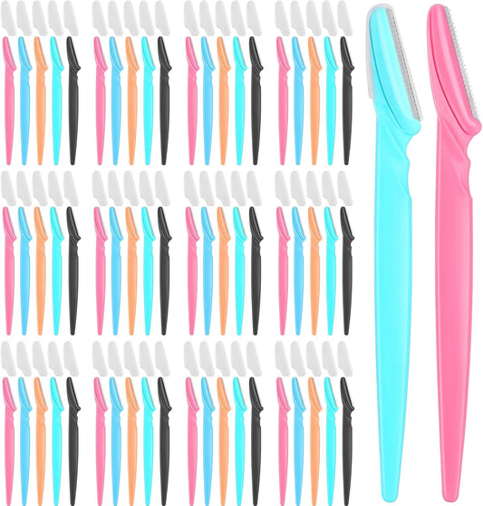 100 Pcs Eyebrow and Face Razors for Women and Men, Multi-Color Facial Shavers with Protective Covers, Safe for Beginners-GlimoraGlow