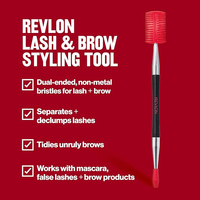 Revlon Lash & Brow Styling Tool, Dual Ended Eyelash Separator & Eyebrow Brush Spoolie, Works with Mascara & Brow Makeup, 1 count-GlimoraGlow