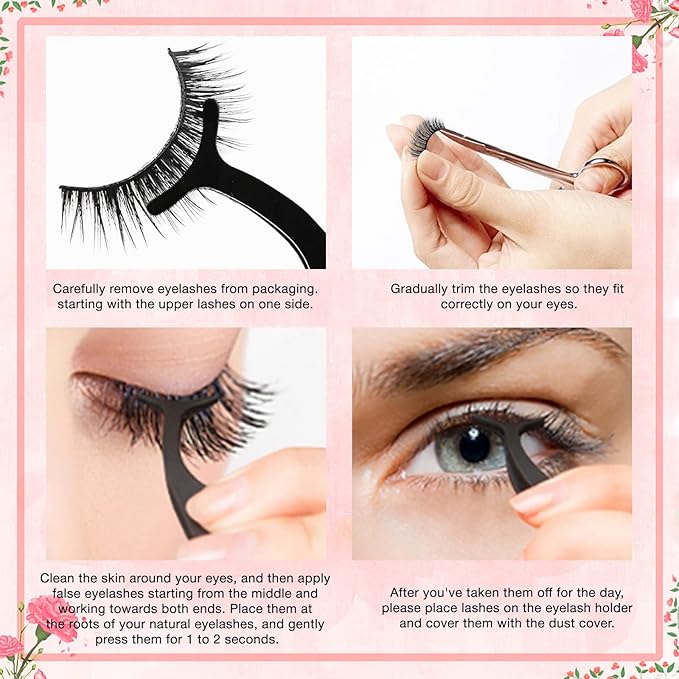 Self Adhesive Eyelashes Natural Look False Eyelashes Reusable Self Stick Lashes, No Glue Needed, 5 Pairs Mixed-GlimoraGlow