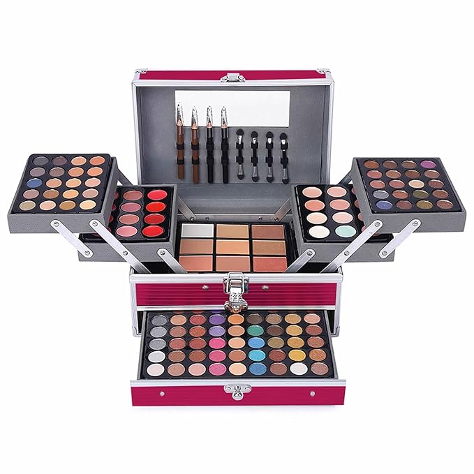 132 Color All In One Makeup Kit,Professional Makeup Case,Makeup Set for Teen Girls,Makeup Palette,Multicolor Eyeshadow Kit (006N1-Pink)-GlimoraGlow