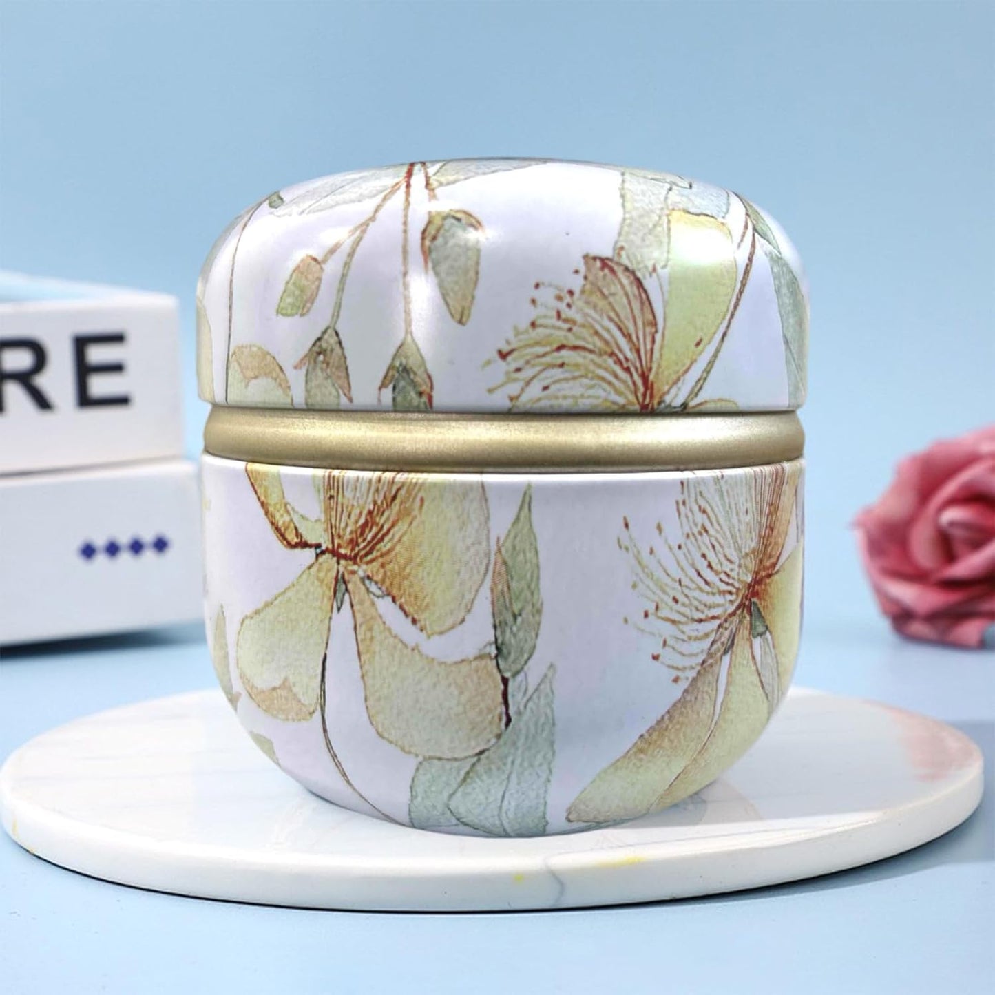 Body Powder Puff and Container for Dusting Powder, Women Powder Puff and Powder Case for Bath and Travel (Flower Song)-GlimoraGlow