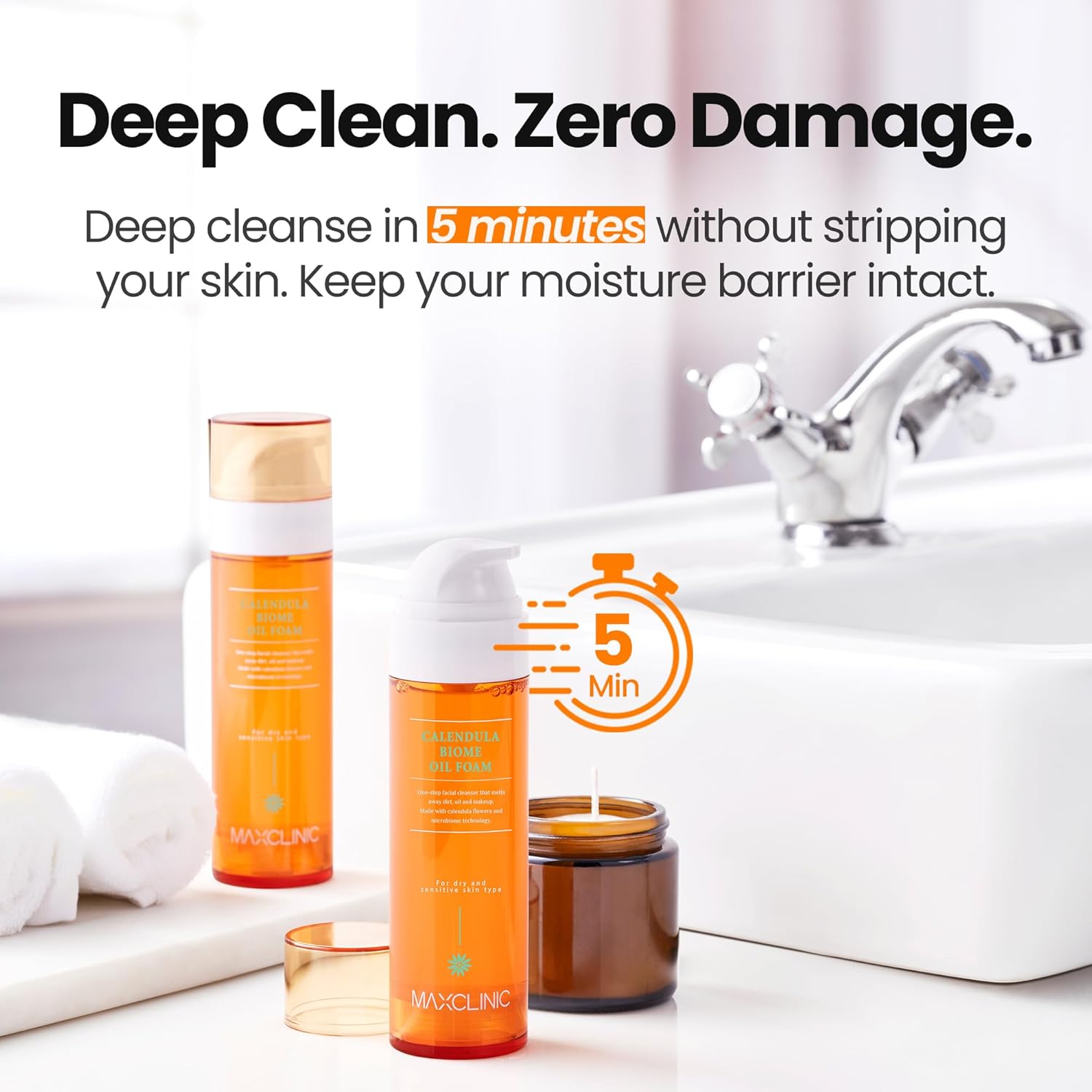 [K-Beauty] Calendula Biome Oil to Foam - All-in-One Korean Face Wash OilBased Foaming Facial Cleanser - Hydrating, Moisturizing & Soothing Makeup Deep Cleansing Oil for All Skin Types (3.88 fl oz)-GlimoraGlow